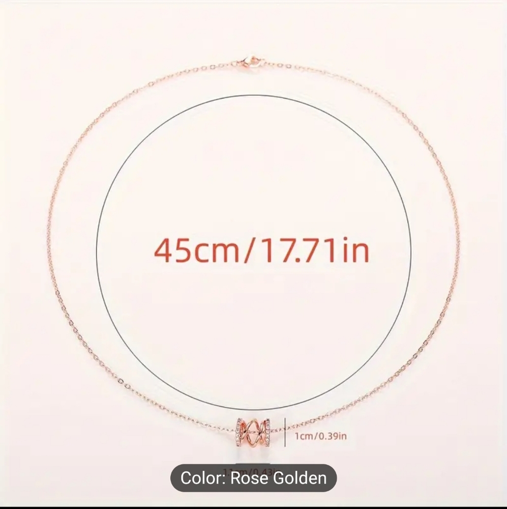 🩷🩷NEW🩷🩷 GORGEOUS!! CZ Spiral Cylinder Charm Necklace in ROSE GOLD Plating - Picture 4 of 14